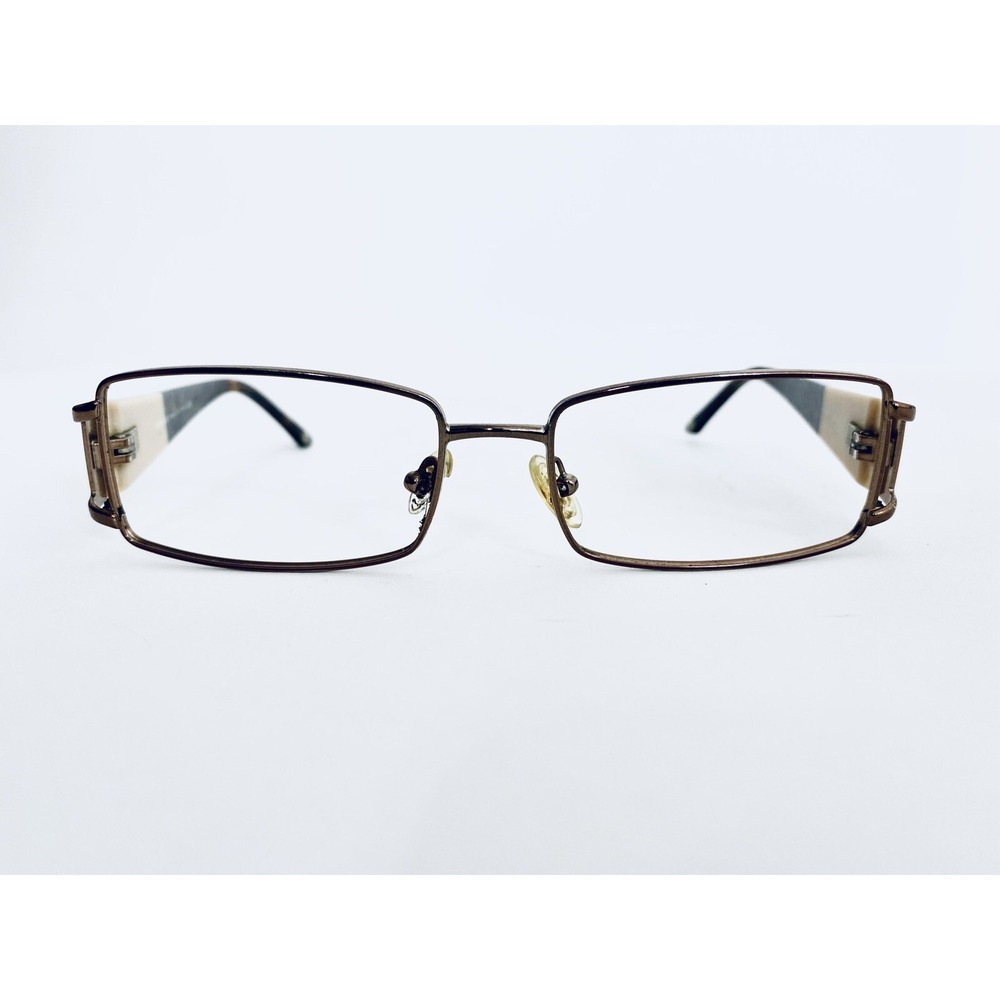 Versace Copper Metal Rectangular Glasses Crystal Tortoise Temple Italy 52 16 130